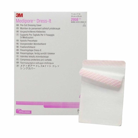 3M Medipore Dressing Retention Tape with Liner White 7-7/8 X 11 Inch Soft Cloth NonSterile, 100PK 2958